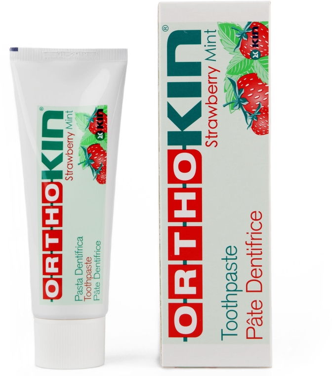 Зубна паста для догляду під час носіння брекетів - Kin Ortho Strawberry Mint Toothpaste — фото N1