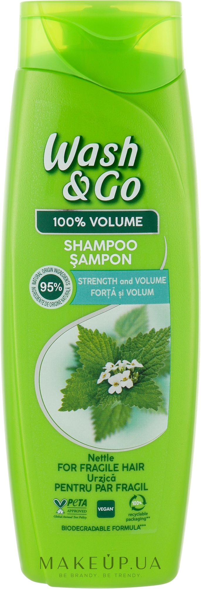 Шампунь з екстрактом кропиви для ламкого волосся - Wash&Go — фото 360ml
