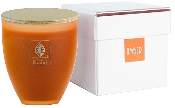 Giardino Benessere Amber - Парфюмированная свеча в оранжевом стакане — фото N1