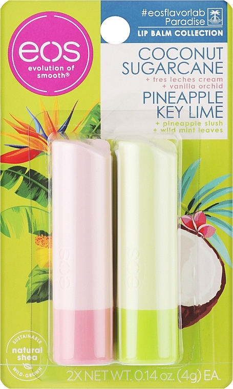 Набір "Кокос та ананас-лайм" - EOS Coconut Sugarcane/Pineapple Key Lime (lip/balm/2х4g)