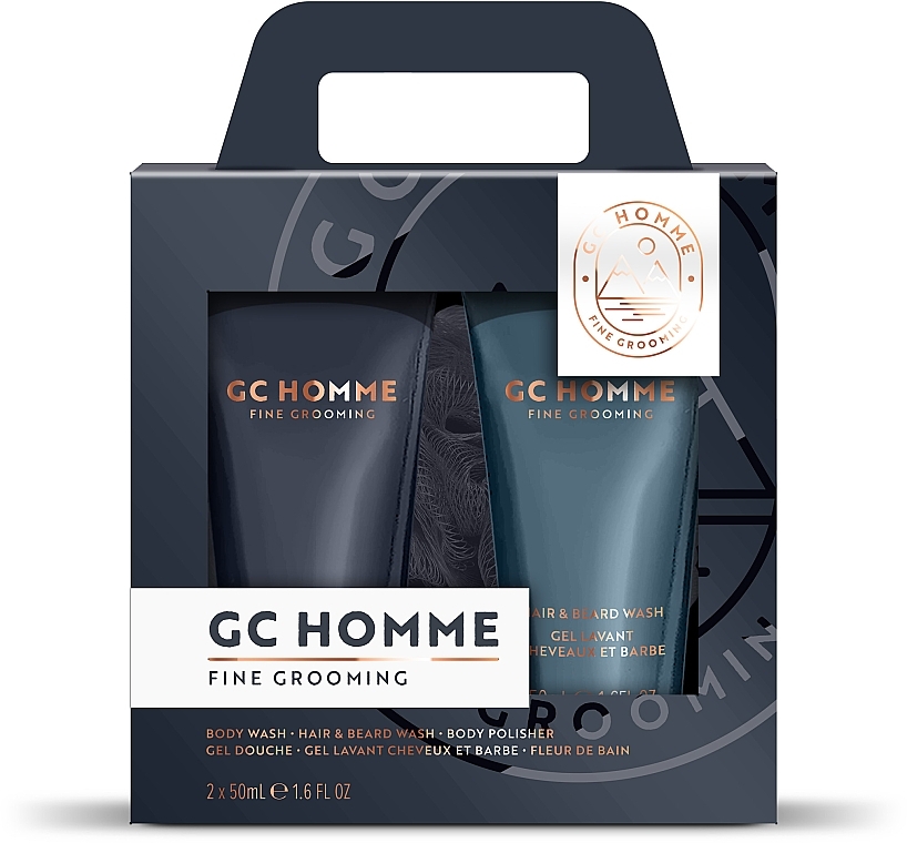 Набір - Grace Cole CG Homme Fine Grooming Relax & Refresh (sh/gel/50ml + hair/beard/wash/50ml + b/polisher/1pcs) — фото N1