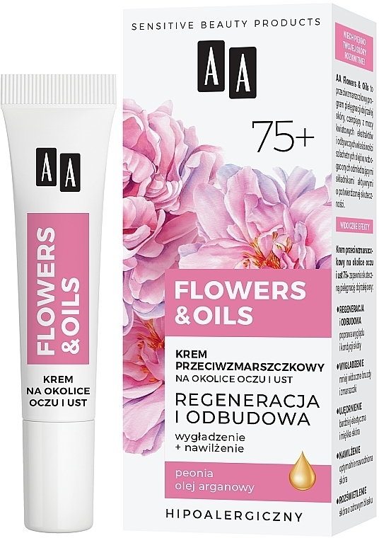 Крем від зморщок для зони навколо очей і губ 75+ - AA Flowers & Oils Anti-Wrinkle Eyes And Lip Cream — фото N1