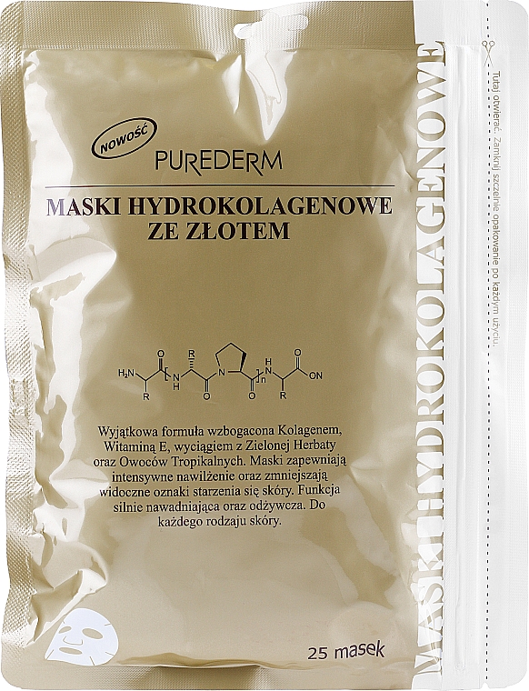 Тканинна маска для обличчя "Золота" - Purederm Hydro Collagen Mask — фото N1