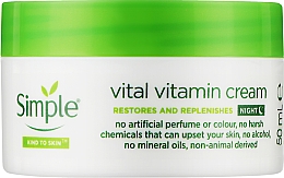 Витаминный ночной крем - Simple Kind To Skin Vital Vitamin Cream — фото N1