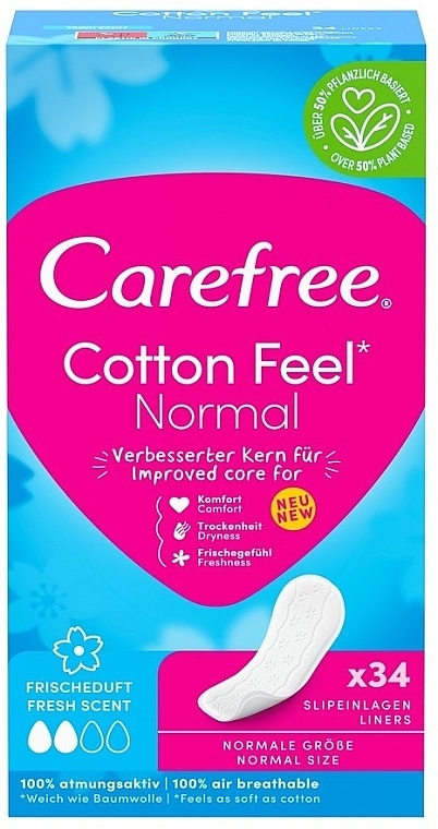 Гігієнічні щоденні прокладки зі свіжим ароматом, 34 шт. - Carefree Cotton Fresh — фото N1