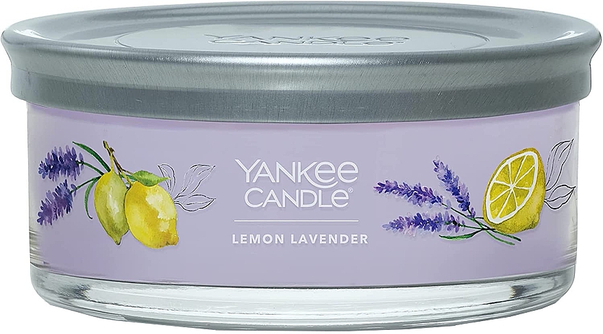 Ароматична свічка на підставці "Лимон і лаванда", 5 ґнотів - Yankee Candle Lemon Lavender Tumbler — фото N1