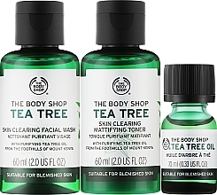 Набор - The Body Shop Clean & Gleam Tea Tree Skincare Gift Christmas Gift Set (oil/10ml + ton/60ml + f/wash/60ml)  — фото N2