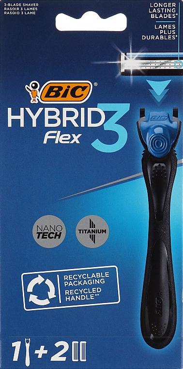 Бритва Flex 3 Hybrid c 2 сменными кассетами - Bic — фото N1