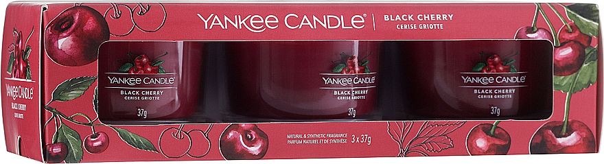 Набір ароматичних свічок "Черешня" - Yankee Candle Black Cherry (candle/3x37g) — фото N1