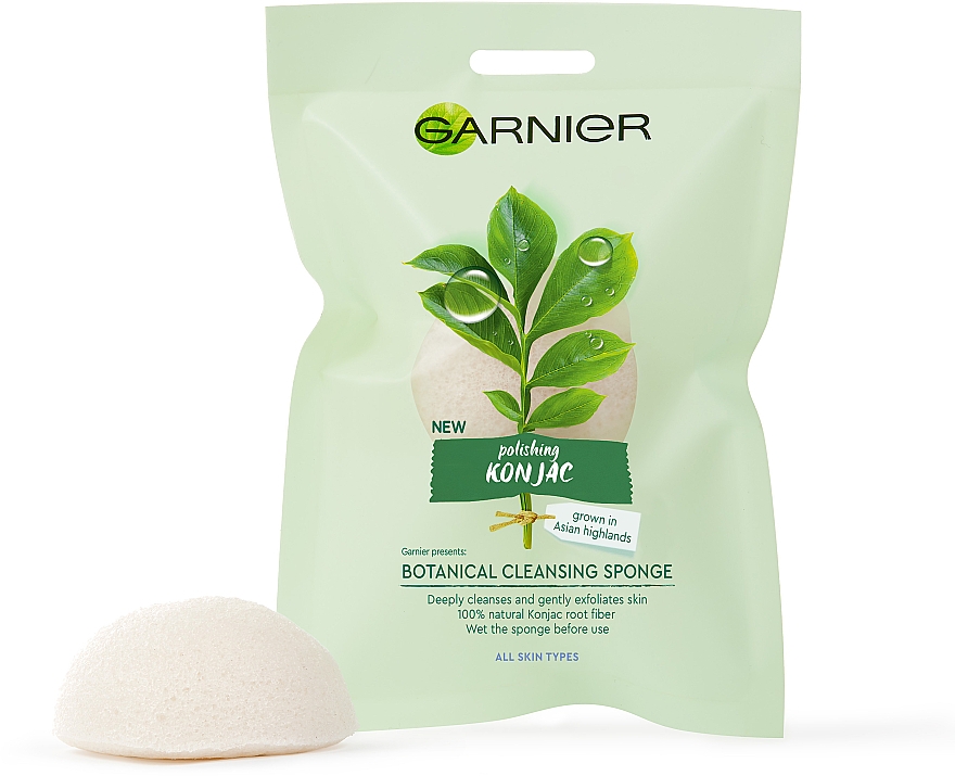 ПОДАРУНОК! Конжаковий органічний спонж для вмивання - Garnier Bio Polishing Konjac Botanical Cleansing Sponge — фото N1