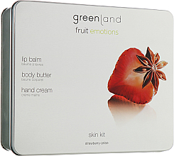 Парфумерія, косметика Набір - Greenland Fruit Emotion Strawberry-Anise (lip/balm/3.9g + b/butter/120ml + h/cr/75ml) *