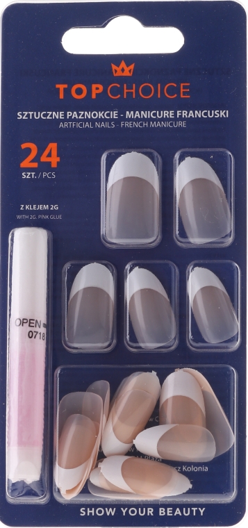 Накладные ногти "French Manicure", 74141 - Top Choice — фото N1