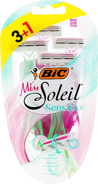 Женский одноразовый станок, 4 шт. - Bic Miss Soleil 3 Sensitive — фото N1