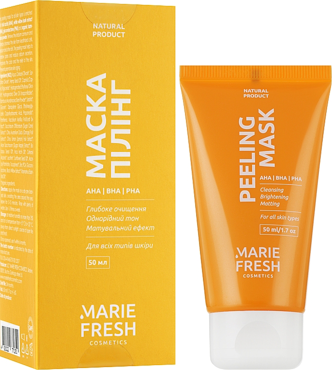 Маска-пілінг з AHA, BHA та PHA кислотами для всіх типів шкіри - Marie Fresh Cosmetics Peeling Mask — фото N2