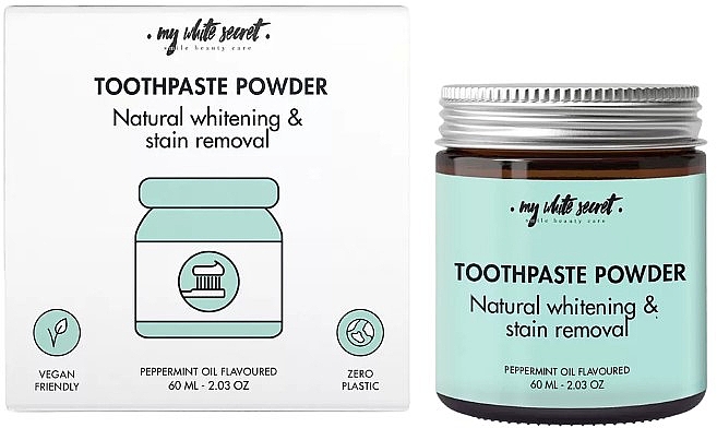Відбілювальний зубний порошок - My White Secret Toothpaste Powder Natural Whitening & Stain Removal — фото N2