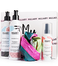 Парфумерія, косметика УЦІНКА Набір - Hillary Silk Hair Green Tea (sham/250ml + cond/250ml + h/spr/120ml + пов'язка) *