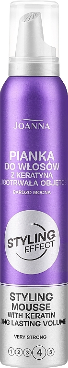 Мус для волосся з кератином сильної фіксації - Joanna Styling Effect Styling Mousse With Keratin Very Strong