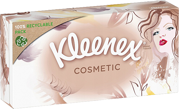 Серветки паперові в коробці "Cosmetic", 80 шт., дизайн 3 - Kleenex — фото N1