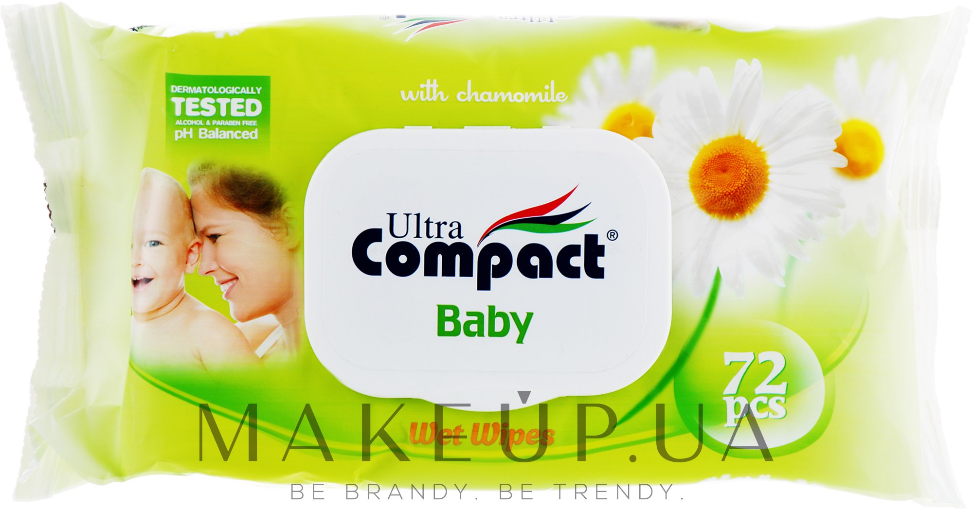 Детские влажные салфетки "Ромашка" с клапаном - Ultra Compact Baby Wipes Camomile — фото 72шт