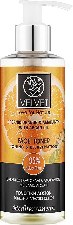 Тонік для обличчя "Toning & Rejuvenation" - Velvet Love for Nature Organic Orange & Amaranth Face Toner — фото N1