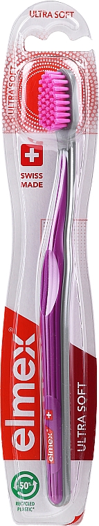 Зубная щетка, ультра мягкая, серо-фиолетовая - Elmex Swiss Made Ultra Soft Toothbrush — фото N1