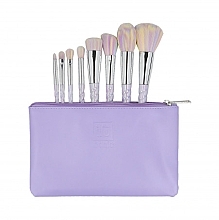 Парфумерія, косметика Набір з 8 пензликів для макіяжу + сумка, фіолетовий - ILU Brush Set