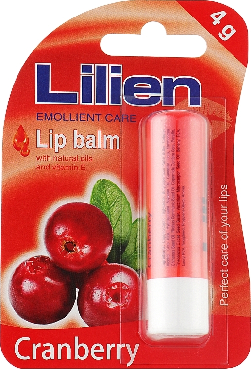 Бальзам для губ с натуральными маслами и витамином Е - Lilien Lip Balm Cranberry