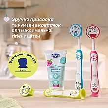 Набір зубних щіток на присоску, 3-6 років, рожева та жовта - Chicco Milk Teeth (toothbrush/2pcs) — фото N5
