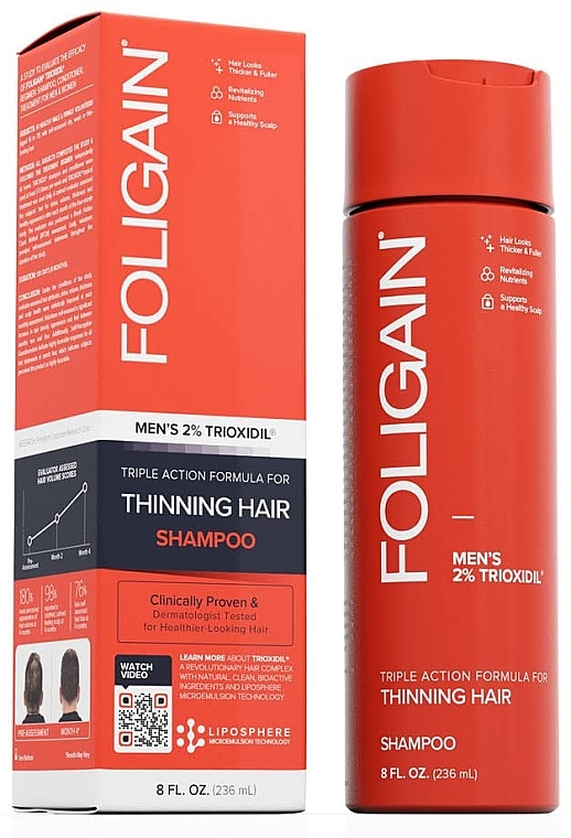 Шампунь від випадання волосся для чоловіків - Foligain Men's Triple Action Shampoo For Thinning Hair — фото N1