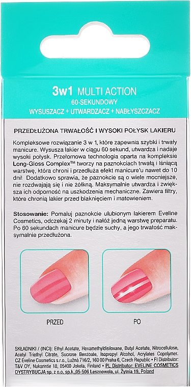 Верхнє покриття для нігтів - Eveline Cosmetics Nail Salon Multi Action 3in1 — фото N3