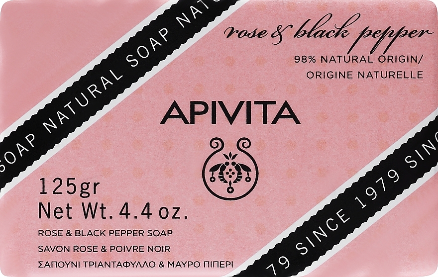 Мило - Apivita Soap with Rose and Black pepper — фото N1