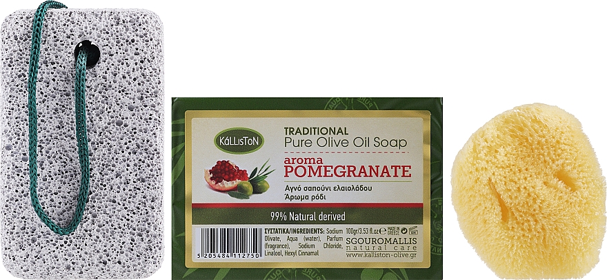 Набор, мыло с ароматом граната - Kalliston Gift Box (soap/100g + stone/1pcs + sponge/1pcs) — фото N2