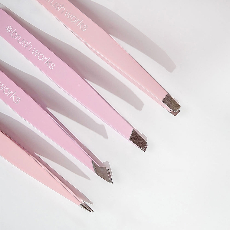Набір пінцетів, 4 шт., рожеві - Brushworks 4 Piece Combination Tweezer Set Pink — фото N4