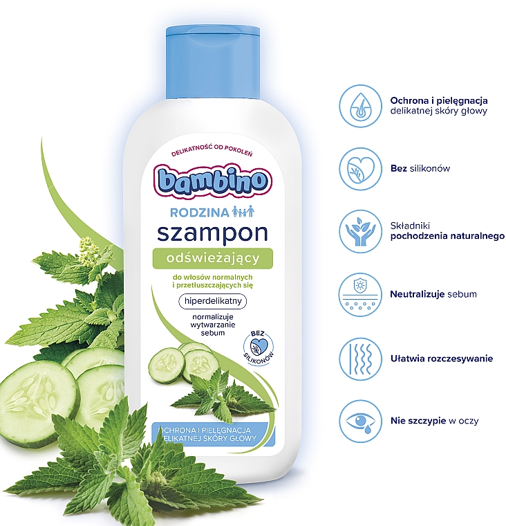 Освежающий шампунь для нормальных и жирных волос - Bambino Family Refreshing Shampoo — фото N4