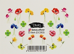 Наклейки для ногтей "3D" цветные, Di864 - Divia Colour nail stickers "3D", Di864 — фото N1