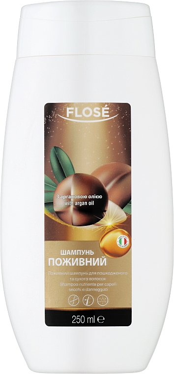 Поживний шампунь для пошкодженого та сухого волосся з аргановою олією - Flose Argan Oil Nourishing Shampoo