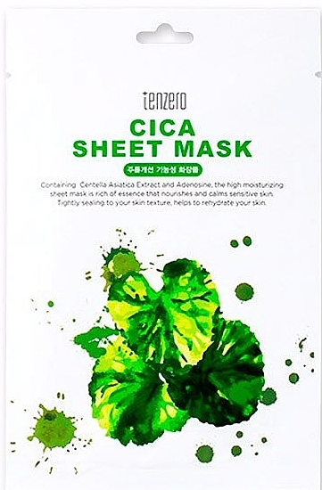 Тканинна маска для обличчя з центеллою - Tenzero Cica Sheet Mask — фото N1