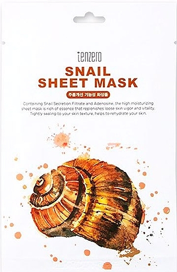 Тканевая маска для лица с фильтратом слизи улитки - Tenzero Snail Sheet Mask — фото N1