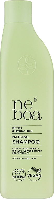 Увлажняющий и укрепляющий шампунь для нормальных и жирных волос - Neboa Detox & Hydration Natural Hair Shampoo — фото N1