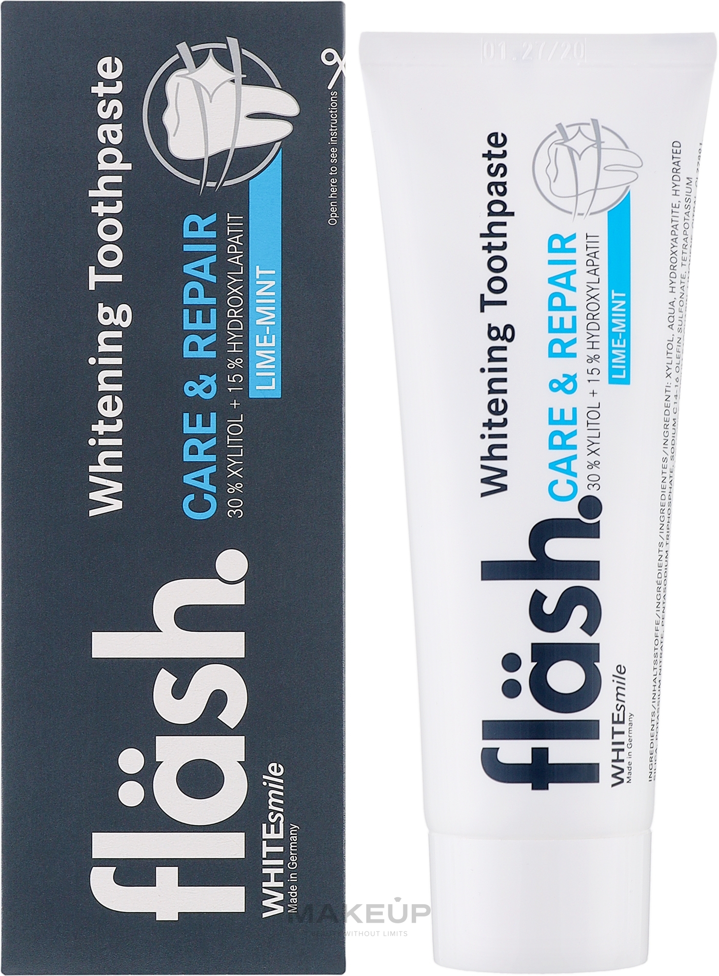 Зубна паста, лимон-м'ята - WHITEsmile Flash Care&Repare Whitening Toothpaste — фото 75ml