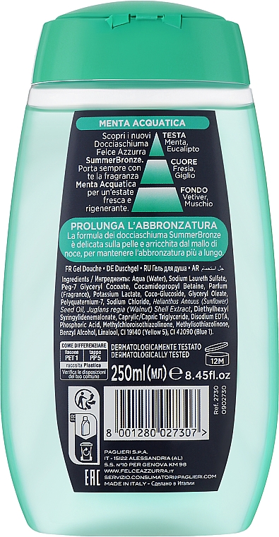 Гель для душа "Мята" - Felce Azzurra Summer Bronze Aquatic Mint Shower Gel — фото N2