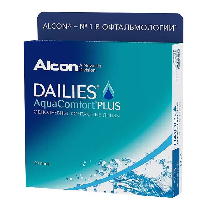 Контактные линзы, однодневные, радиус кривизны 8.7, 90 шт - Alcon Dailies Aqua Comfort Plus
