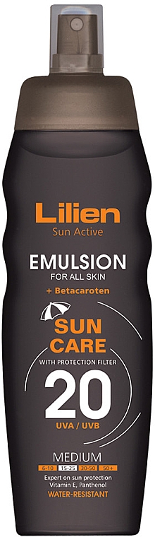 Солнцезащитная эмульсия для тела - Lilien Sun Active Emulsion SPF 20 — фото N1