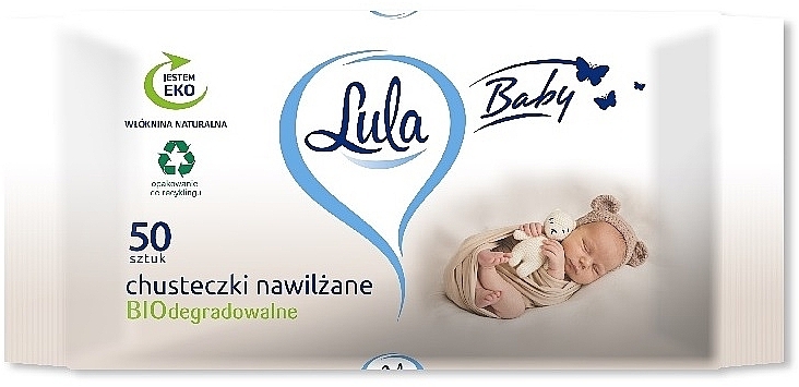 Дитячі вологі серветки біорозкладні, 50 шт. - LULA Baby Wipes Biodegradable — фото N1