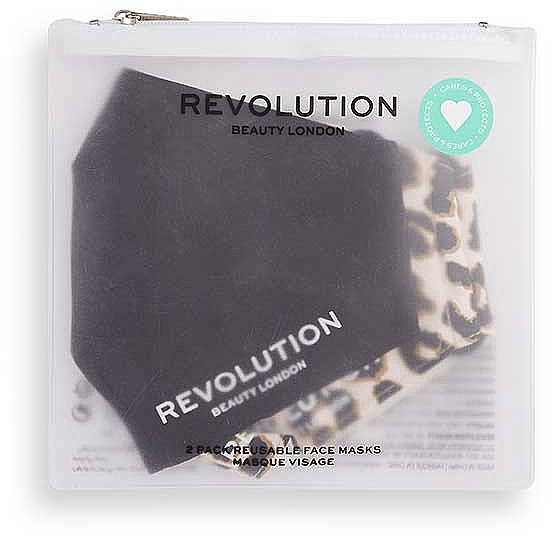 Многоразовая защитная маска для лица, 2 шт - Makeup Revolution 2Pack Re-Useable Fashion Fabric Face Mask Black — фото N1