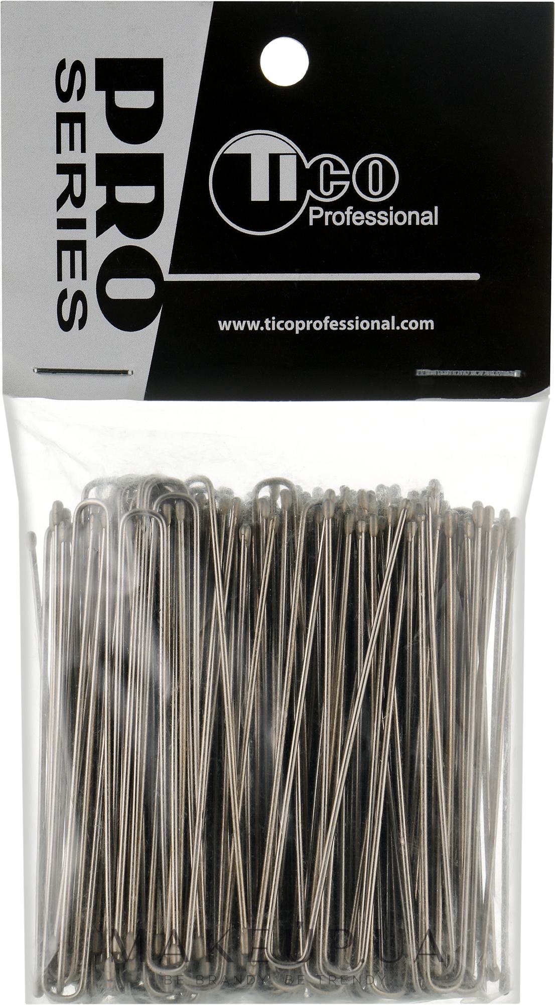 Шпильки для волос волнистые тонкие 46мм, черные - Tico Professional — фото 500g
