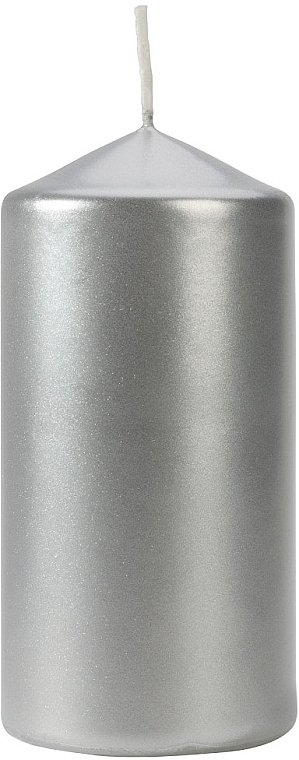 Свеча цилиндрическая 60x120 мм, серебристый металлик - Bispol — фото N1