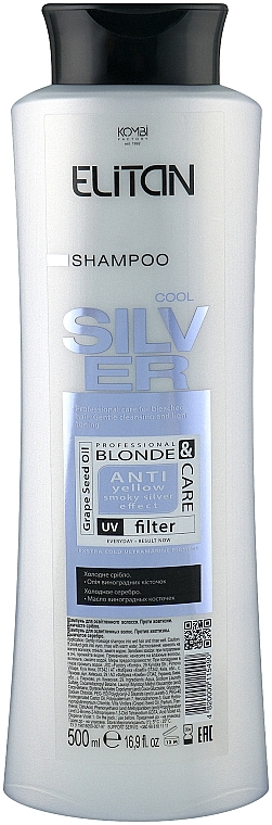 Шампунь проти жовтизни волосся "Димчасте срібло" - Комбі Elitan Cool Silver Anti Yellow Smoky Silver Effect