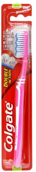 Зубная щетка средней жесткости, розовая - Colgate Double Action Medium — фото N1