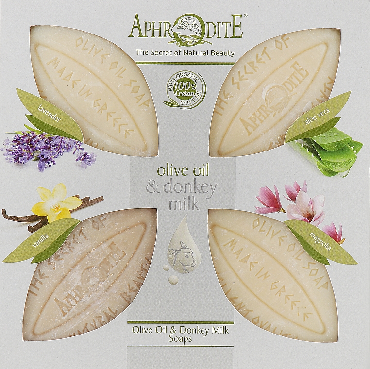 Набор "4 мыла" - Aphrodite Advanced Olive Oil & Donkey Milk Soap (soap/4*85g) — фото N1